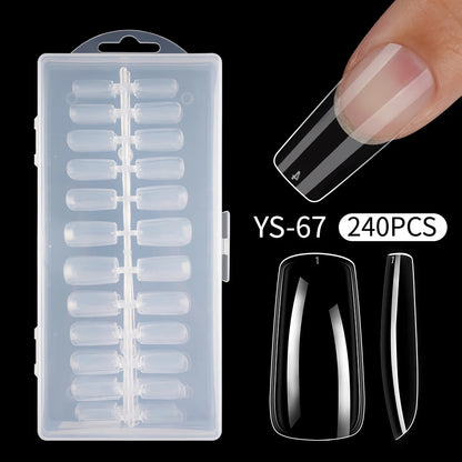Plastic Full Cover Acrylic Nails Tip Tapered Square Natural Clear Stiletto Artificial Long Ballet French Coffin Nail Tips