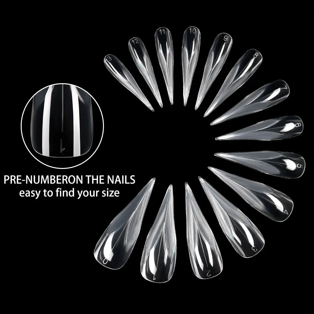 New Wholesale 140Pcs Eagle Claw Nail Mold Tips 14 Size Full Cover Reusable Acrylic Extension Clear Plastic Eagle Claw Nail Form
