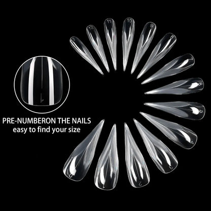 New Wholesale 140Pcs Eagle Claw Nail Mold Tips 14 Size Full Cover Reusable Acrylic Extension Clear Plastic Eagle Claw Nail Form