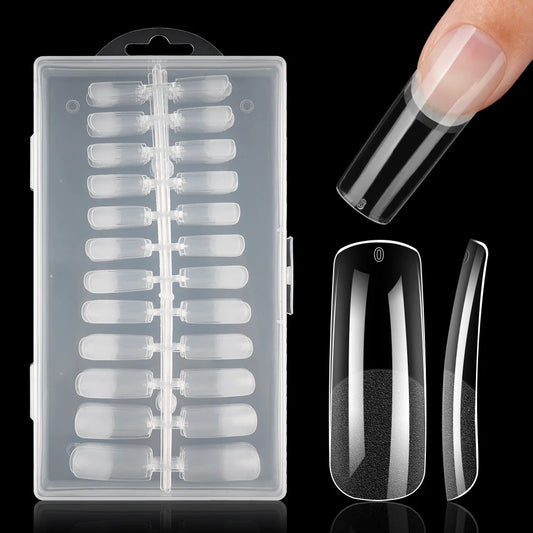 Wholesale 240Pcs Full Cover Half Matte False Nails Long Square Clear Transparent Traceless Semi Frosted Square Nail Tips