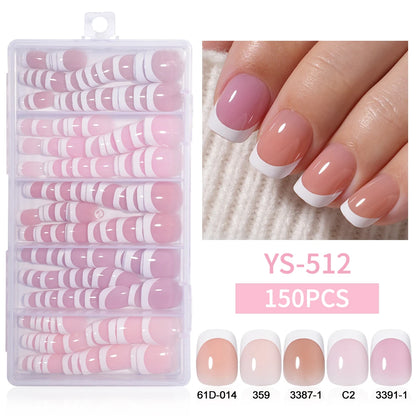 Wholesale Private Label 150Pcs Nude Pink French Stick on Nails Press on Short Square Almond French Press on Nails