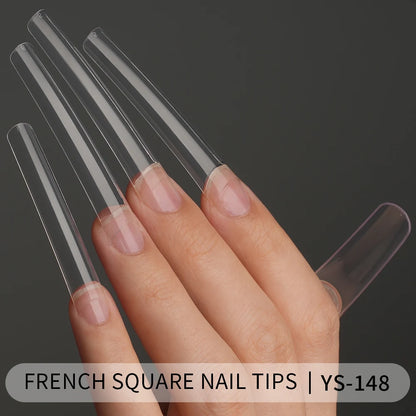 Tapered Square Nail Tips 500pcs/box XXXL French Ultra Thin Half Cover No C Curve Straight Soft Gel French Square Nail Tips