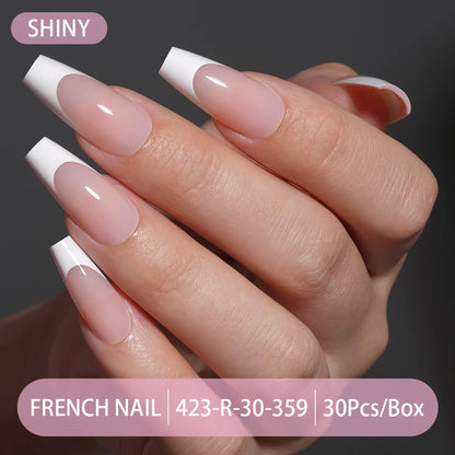 30pcs/box French Gel Nails Press on Nails