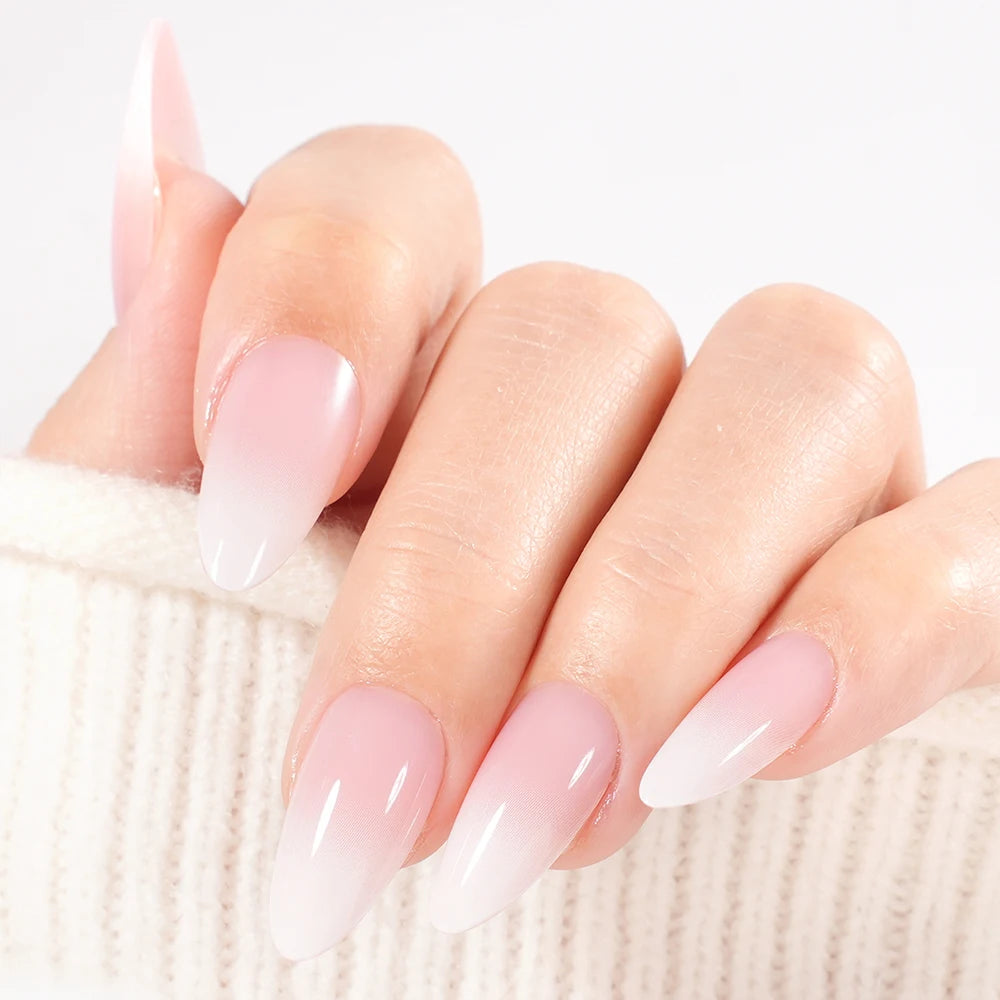 Factory Wholesale OEM ODM 30pcs Nude Gradient Nails Press on Short Medium Square Almond Ombre Pink Press on Nails Art