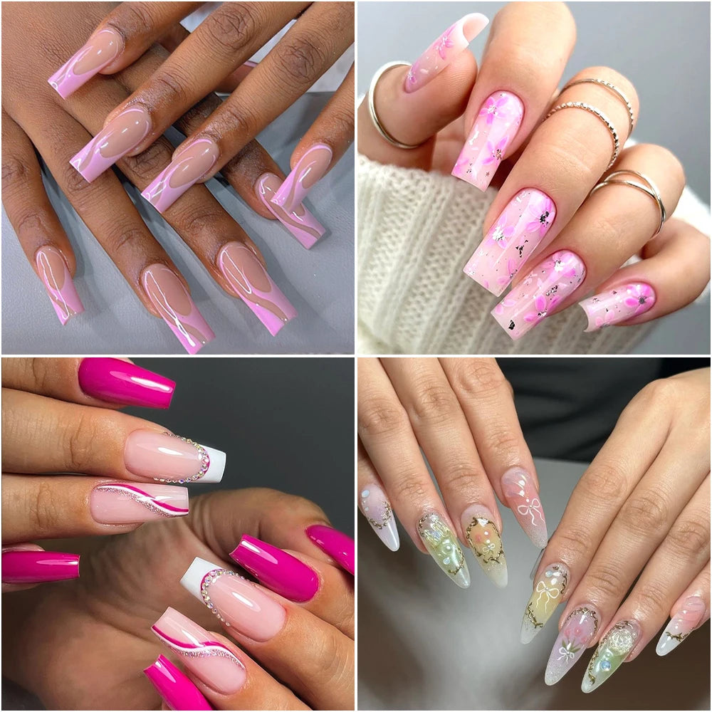 Plastic Full Cover Acrylic Nails Tip Tapered Square Natural Clear Stiletto Artificial Long Ballet French Coffin Nail Tips