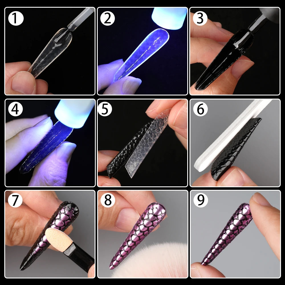 Private Label Custom Nail Mold Design Acrylic Quick Building Cobra Effect 3D Snake Pattern Extension Nail Dual Form