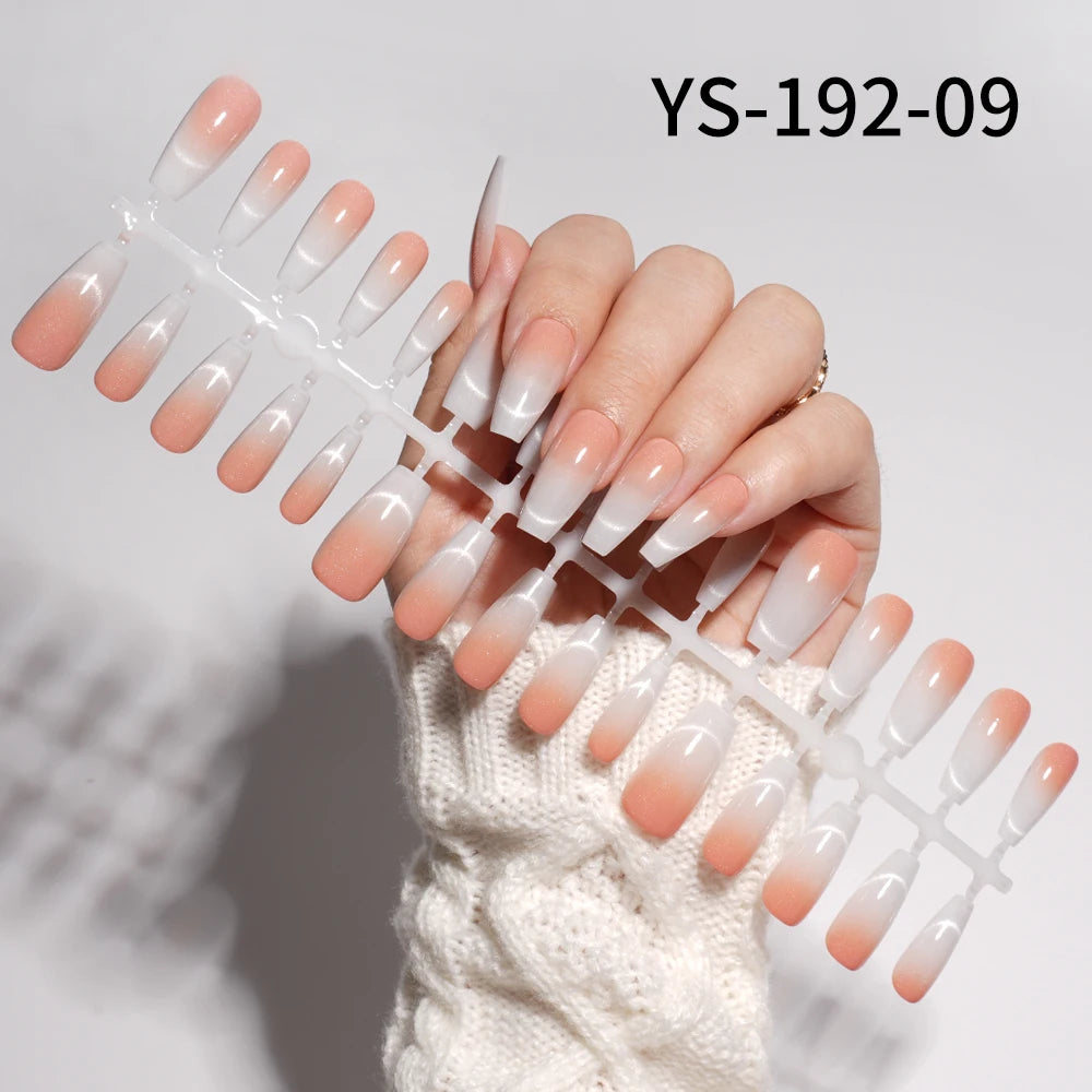 Wholesale New 30Pcs Glitter Luxury Handmade Crescent Cat Eye Nail Tips French Soft Gel Nail Art Kits False Press on Nails Set