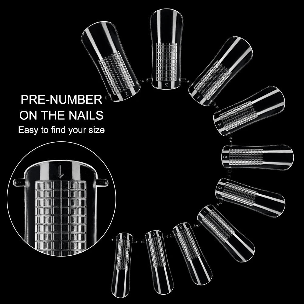 Wholesale Factory 60pcs Plastic Nail Art Mould Tips Clear Quick Building Extension Tool Stiletto Almond Square Nail Forms