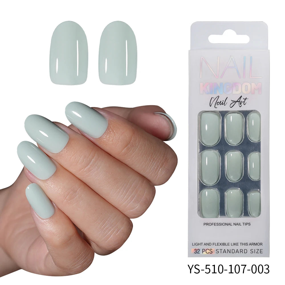 Private Label 30/32pcs Short Round False Nails Art Salon Wholesale Colorful Simple Handmade Solid Color Press on Nails for Women