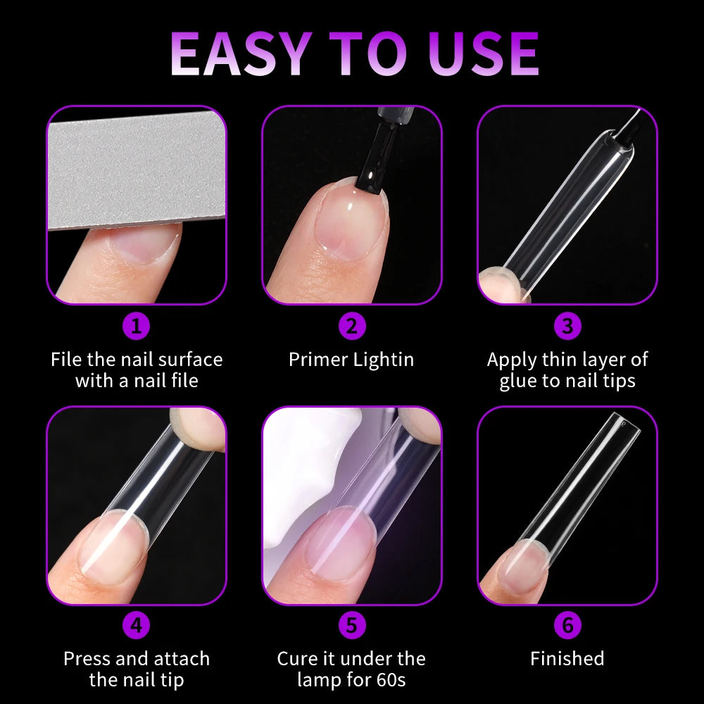 Wholesale Custom Logo XXXL False Square Nail Tips Thin Full Cover Extra Long 3XL Straight Square Nail Art Tips Salon