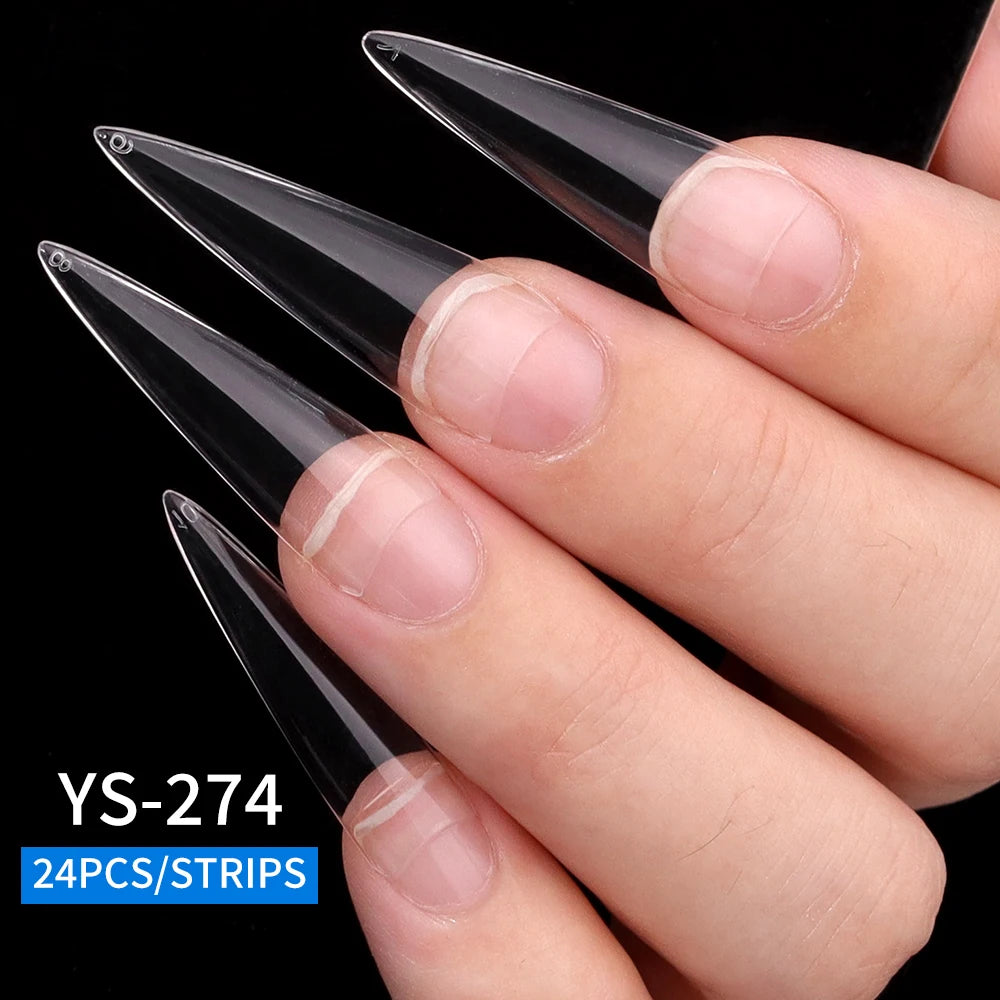New Hot Sale  Half Cover Stiletto Nail Tips Soft Gel Tips Extra Long Short No C Curve Stiletto Nail Tips Box