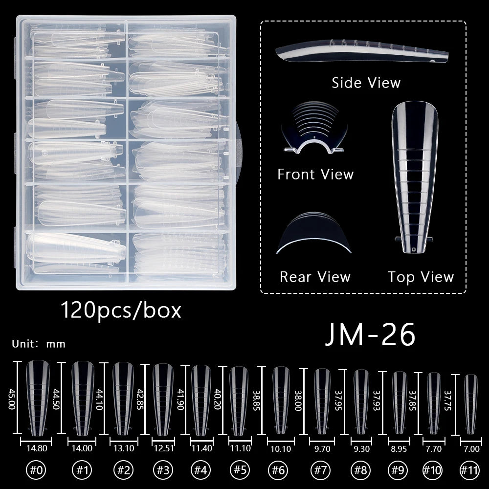 Wholesale 120pcs Russian Almond Dual Forms 26 Styles Quick Building Nail Model Extension Oval Stiletto Coffin Plastic Nail Forms