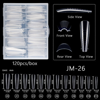 Wholesale 120pcs Russian Almond Dual Forms 26 Styles Quick Building Nail Model Extension Oval Stiletto Coffin Plastic Nail Forms