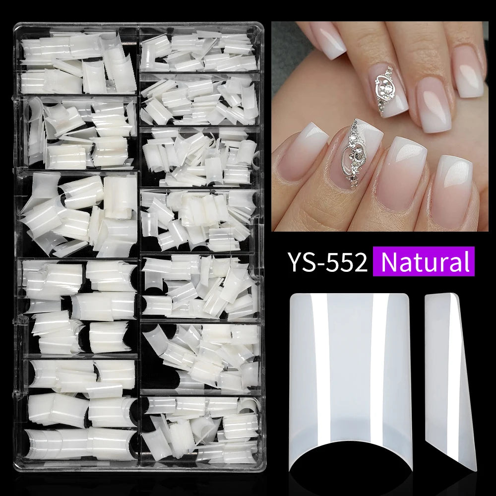 Factory Direct Sales 504pcs Ultra-Short Clear Traceless Half Cover French Soft Nail Tips for Finger Short Square False Nails