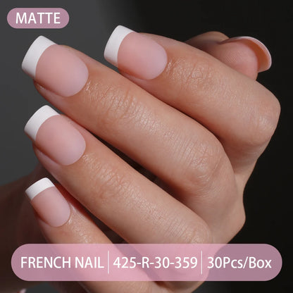 30pcs/box French Gel Nails Press on Nails