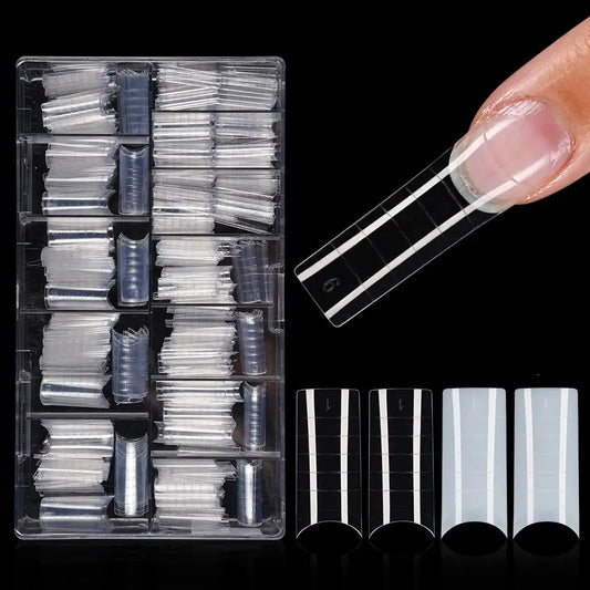 Factory Wholesale 504pcs/Box False Nail Tips Nature Clear Half Cover French Square Nail Tips With Scales for Nail Art Salon