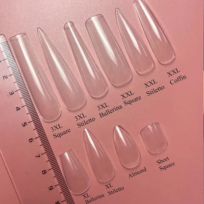 Wholesale Hot Sale Nail Salon 240 Pieces Non-Trace Nail Tip Transparent Matte Fingernail Soft Gel X Full Cover Nail Tips