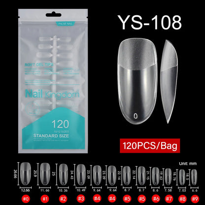 Wholesale 120pcs/bag Full Cover Manicure Clear Nail Tips Traceless Medium Stiletto Half Matte Acrylic Nail Tips for Nail Art