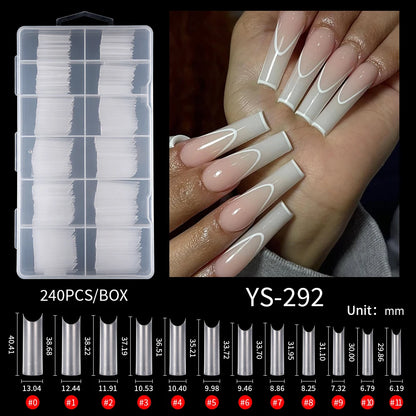 Wholesale ODM OEM Long Stiletto False Nails 240pcs 12sizes Traceless Half Cover Clear Long Stiletto Square Round Matte Nail Tips