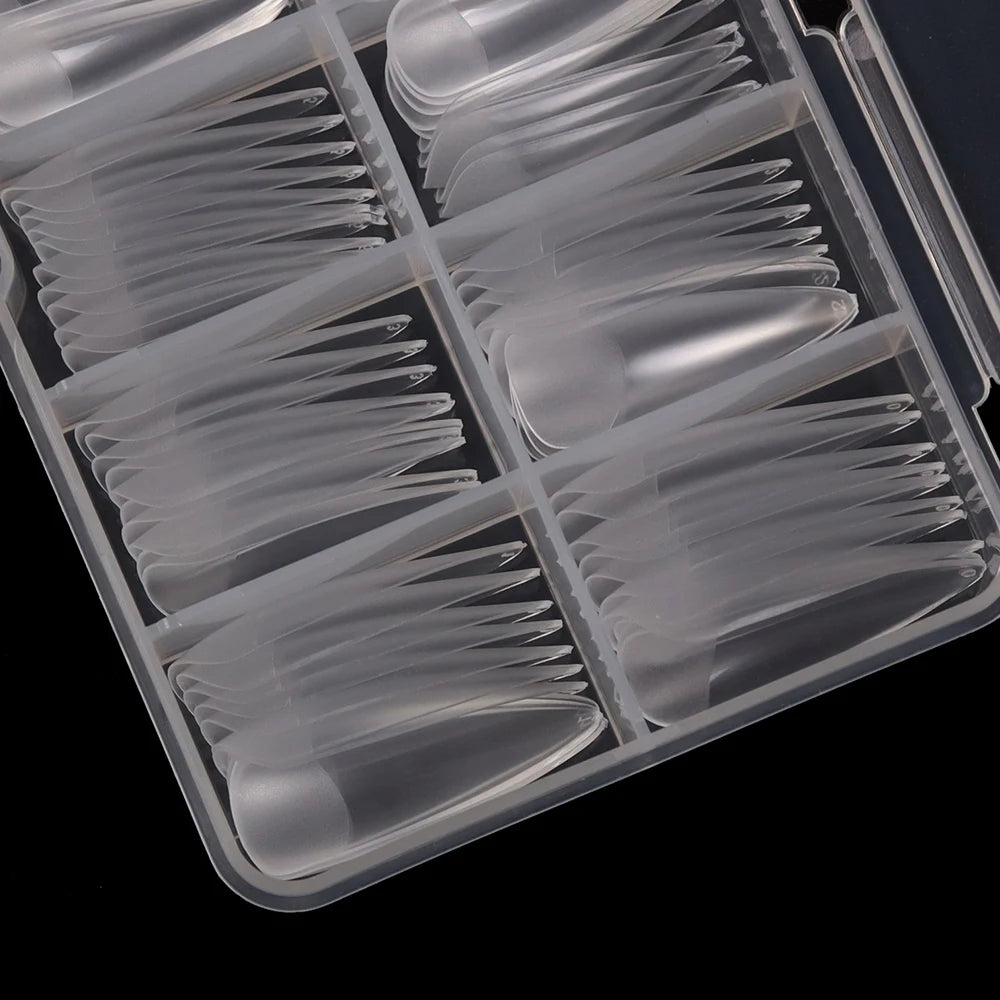 120 Pcs/Box Soft Gel Nails Art Tip Half Matte False Nails Coffin Stiletto Almond Square Full Cover Semi Frosted Nail Tips