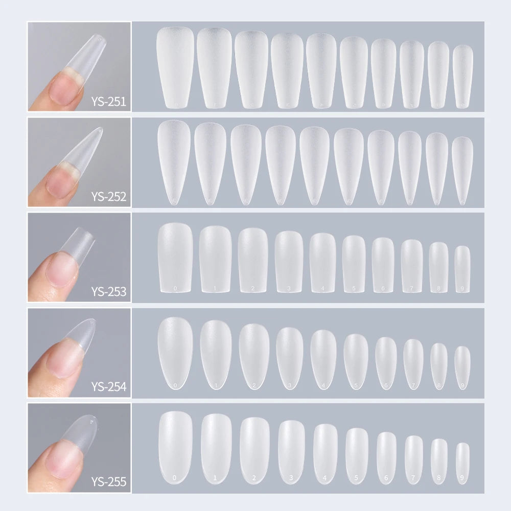 Wholesale Hot Sale Nail Salon 240 Pieces Non-Trace Nail Tip Transparent Matte Fingernail Soft Gel X Full Cover Nail Tips