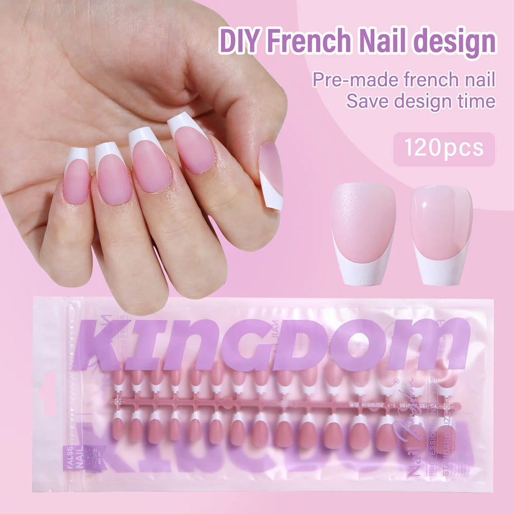 150pcs Wholesale Press on Gel Nails French White Black Tips Private Label Almond Square Coffin French Press on Nails Strip