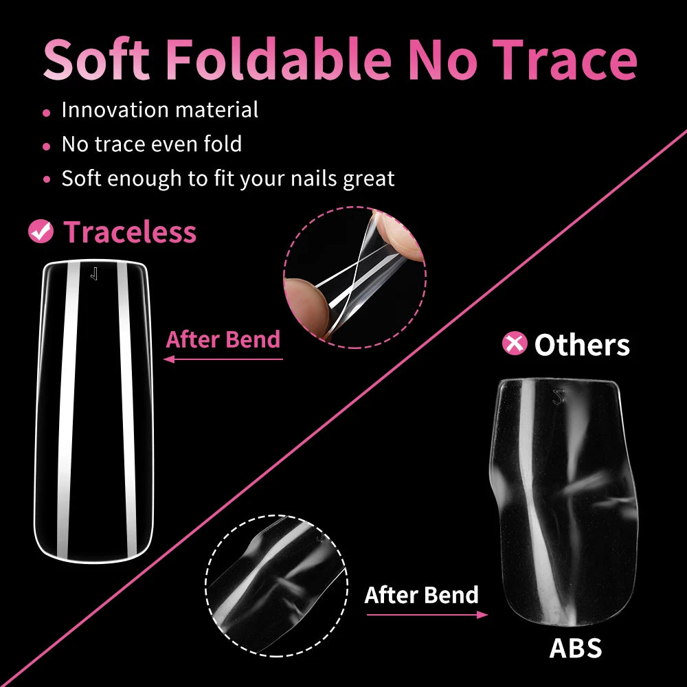 Hot Sale 360Pcs Long Square Nail Tips Artificial Fingernails Clear Wholesale French Style Nail Tips Soft Gel Acrylic Nail Tips