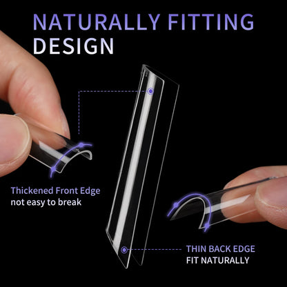 Custom Private Label 550pcs/box False Nails Soft Gel Nail Tips 11 Sizes Half Cover Clear Traceless Long Square Nail Tips