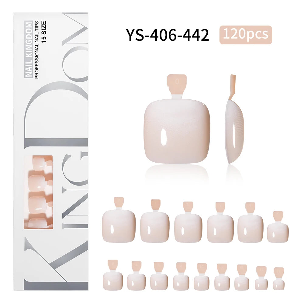Custom 120pcs Nude Pink Press on Foot Nail Tips Toenails Short Square French Ombre Press on Toe Nails for Salon Pedicure Tools
