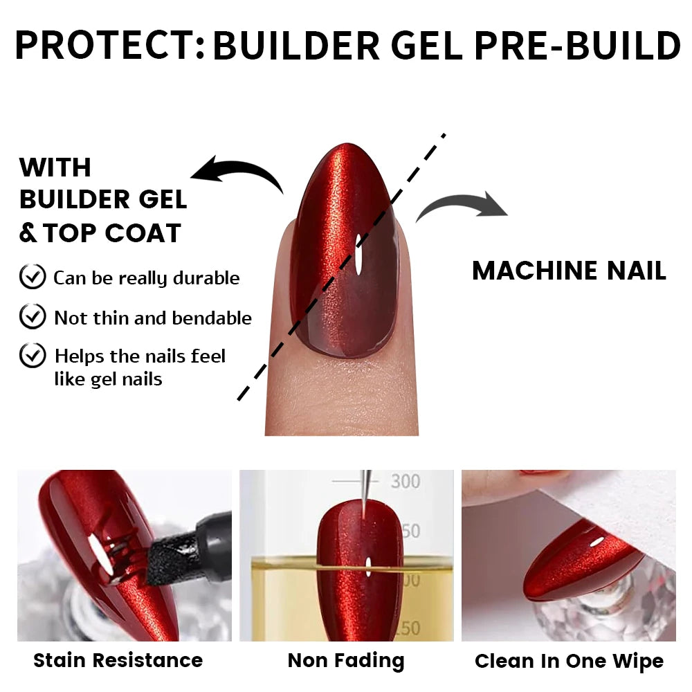 32pcs/128pcs Custom Cherry Wine Crystal Cat Eye False Nails Reusable Solid Color Short Almond Red Cat Eye Press on Nails Art