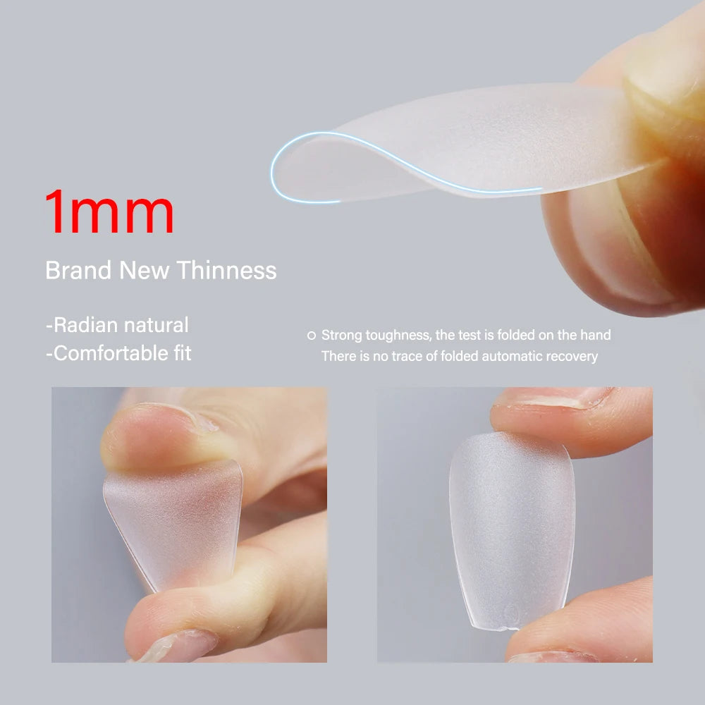 Wholesale Hot Sale Nail Salon 240 Pieces Non-Trace Nail Tip Transparent Matte Fingernail Soft Gel X Full Cover Nail Tips