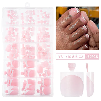 Custom 150pcs Press on Foot Nail Tips Artificial Fake Toenails Handmade Short Square French Soft Gel Press on Toe Nails