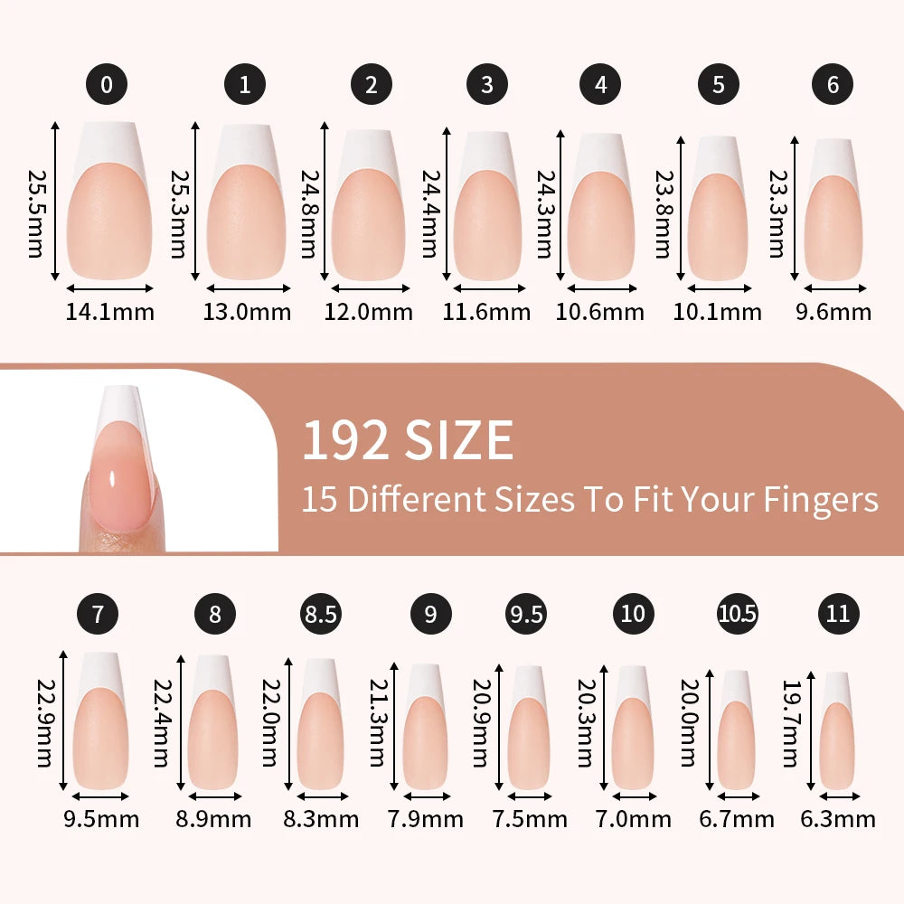 Private Label 270pcs Nude Pink Nail Tips Press on Gel Nails French White Tips Almond Coffin Handmade French Press on Nails Strip