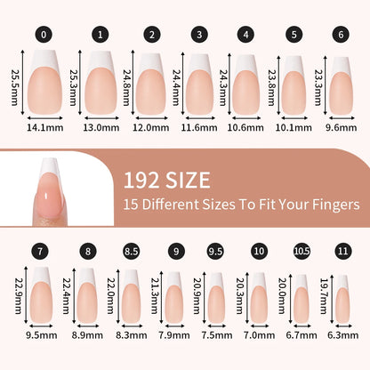 Private Label 270pcs Nude Pink Nail Tips Press on Gel Nails French White Tips Almond Coffin Handmade French Press on Nails Strip