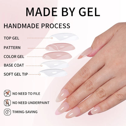 Wholesale Short Square Fake Nails 150pcs/Bag Full Cover Almond Coffin Press on Nails Art With Colorful French Tips