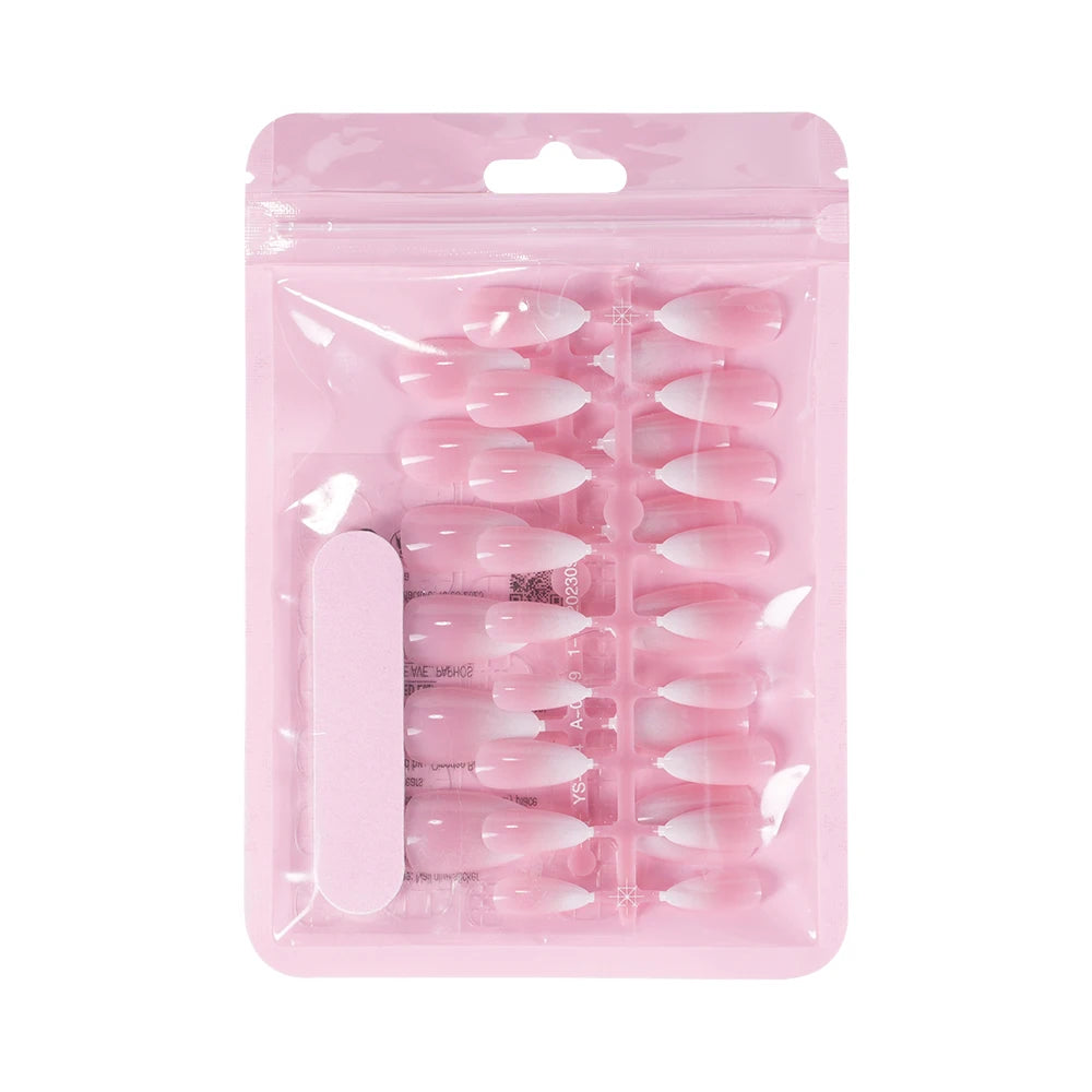 Factory Wholesale OEM ODM 30pcs Nude Gradient Nails Press on Short Medium Square Almond Ombre Pink Press on Nails Art