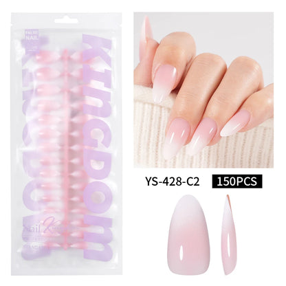 Wholesaler Private Label 150Pcs Nude Pink Gradient Fake Nails Press on Short Square Almond Ombre Press on Nails