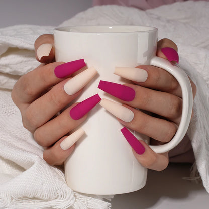 Factory Supplying False Nail Full Cover Waterproof Long Coffin Matte Rainbow Solid Colors Nails Tips Designer Press on Nails