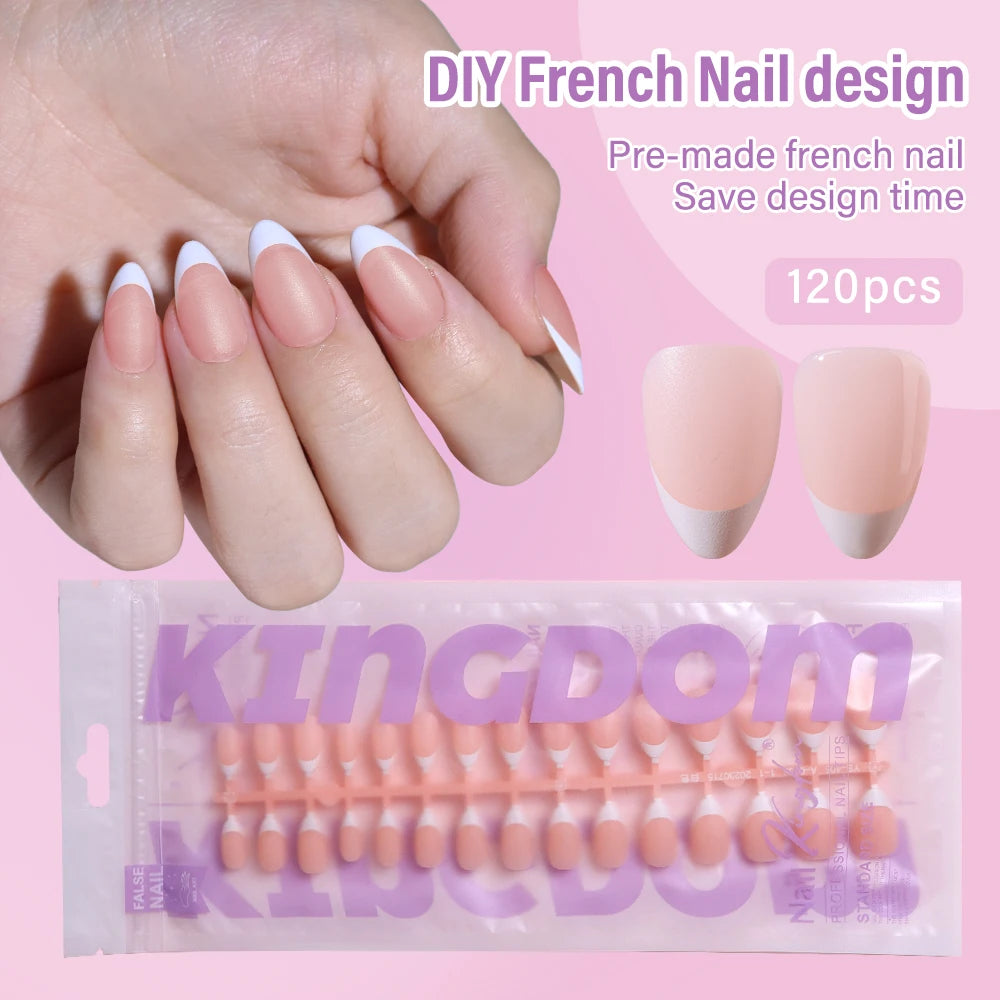 150pcs Wholesale Press on Gel Nails French White Black Tips Private Label Almond Square Coffin French Press on Nails Strip