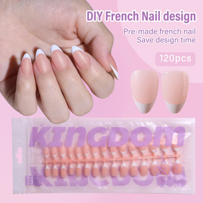150pcs Wholesale Press on Gel Nails French White Black Tips Private Label Almond Square Coffin French Press on Nails Strip