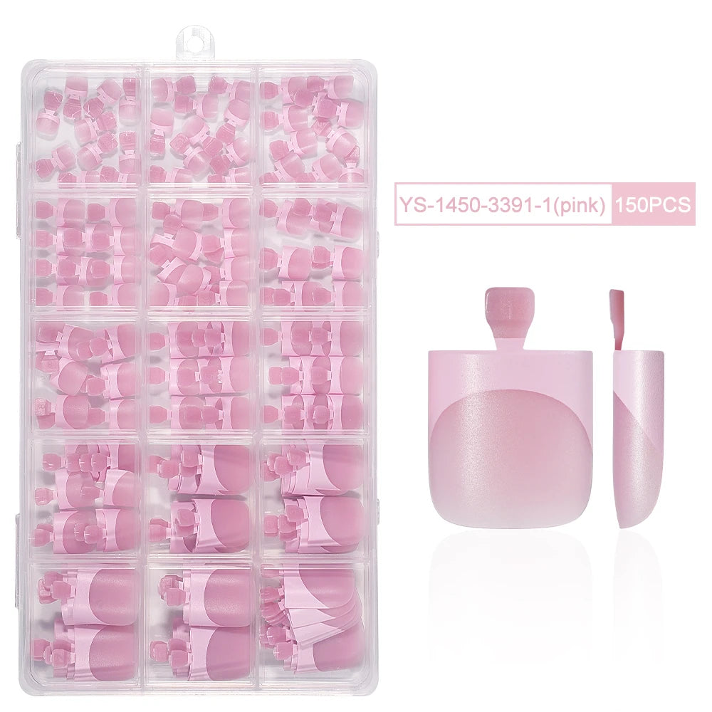 Custom 150pcs Press on Foot Nail Tips Artificial Fake Toenails Handmade Short Square French Soft Gel Press on Toe Nails