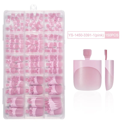 Custom 150pcs Press on Foot Nail Tips Artificial Fake Toenails Handmade Short Square French Soft Gel Press on Toe Nails