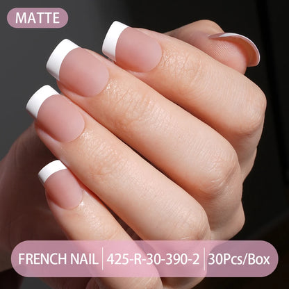 30pcs/box French Gel Nails Press on Nails