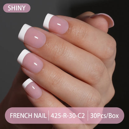 30pcs/box French Gel Nails Press on Nails