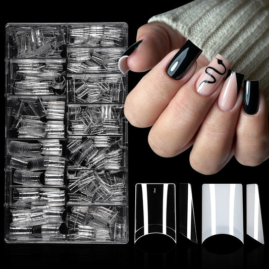 Factory Direct Sales 504pcs Ultra-Short Clear Traceless Half Cover French Soft Nail Tips for Finger Short Square False Nails