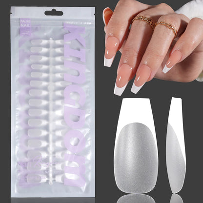 Nail Manufacturer OEM 120pcs French Design Full Matte French Medium Short Ballerina Almond Oval Coffin French Tip Press on Nails
