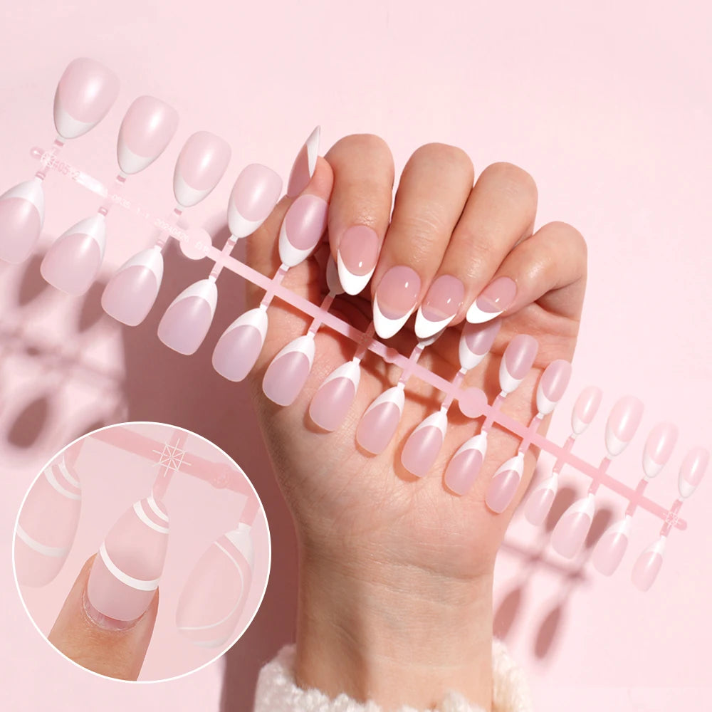 Factory Price 120pcs Full Cover French Handmade Gel Press on Nail Tips Wholesale Natural Nail Tips With Art Design