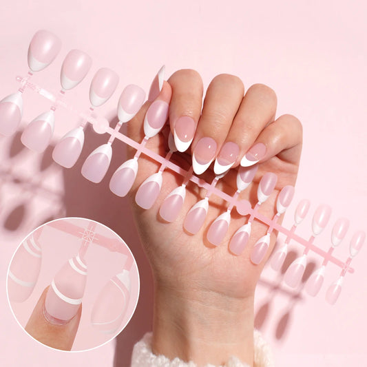 Factory Price 120pcs Full Cover French Handmade Gel Press on Nail Tips Wholesale Natural Nail Tips With Art Design