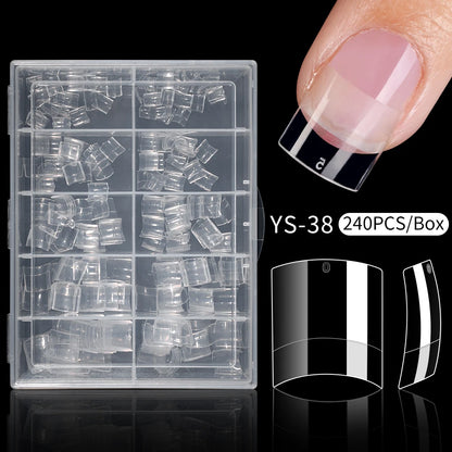 Wholesale 240/500Pcs Acrylic False Nail Manicure Traceless French Clear Half Cover Short Square Nail Tips for Nail Art Salon