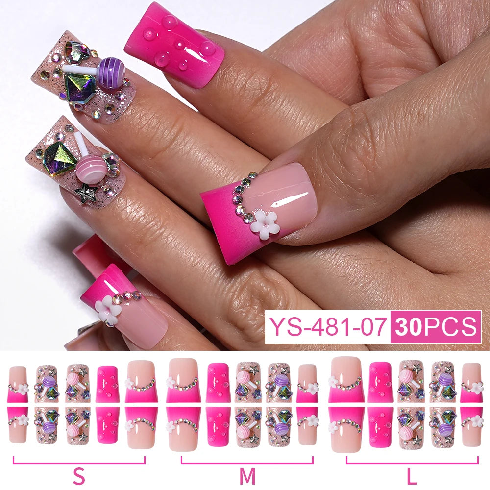 New Nail Supplier 30PCS Duck Feet Shape Nails 3D Luxury Finger Artificial French Design Acrylic Duck Press on Nails
